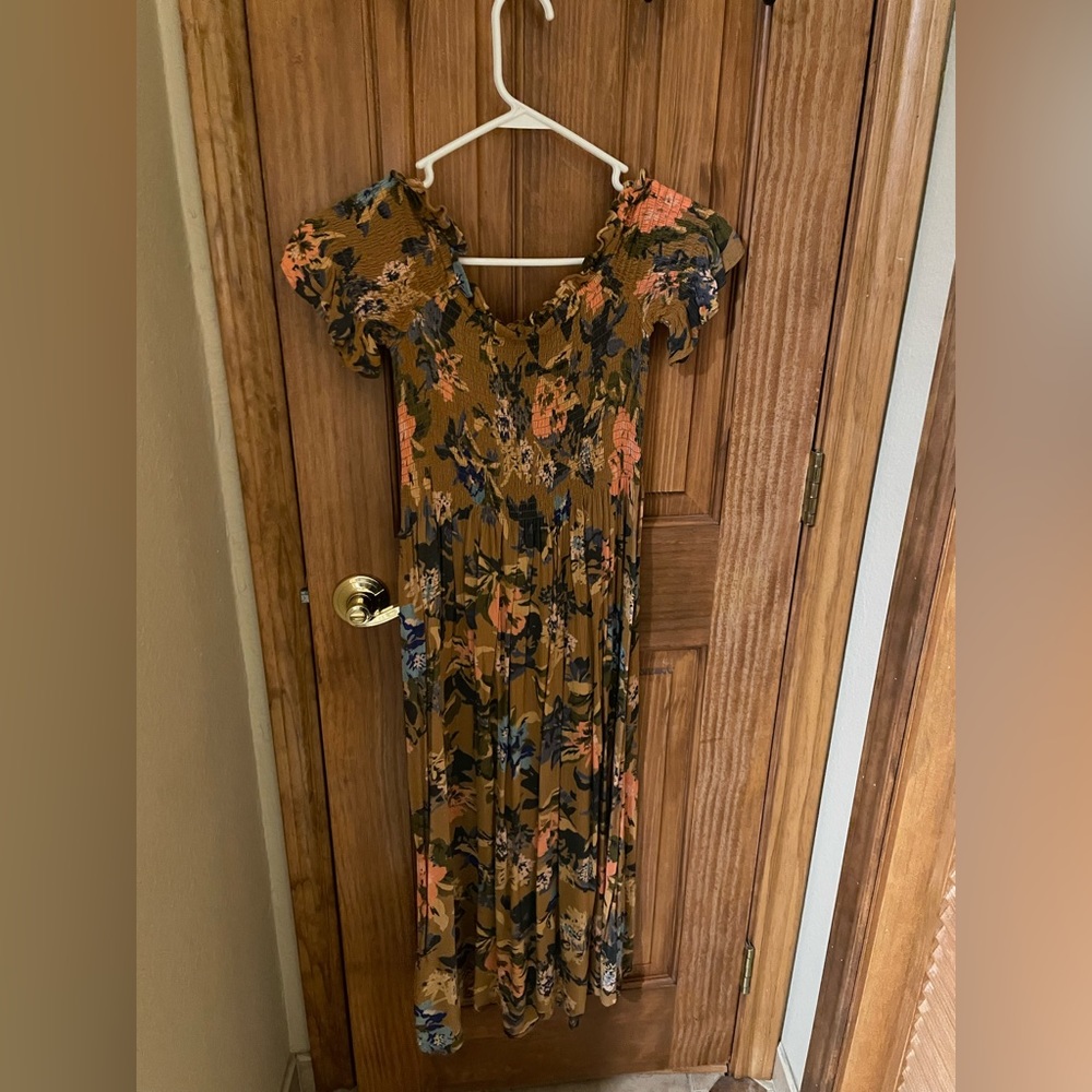 Urban Outfitters off the shoulder floral midi dress